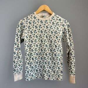 Vintage 80s Duofold Floral Thermal Base Layer Top Wool Cotton Medium Long John